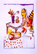 Lithography from 1995.  9" x 13" (outside measurement 11" x 15")